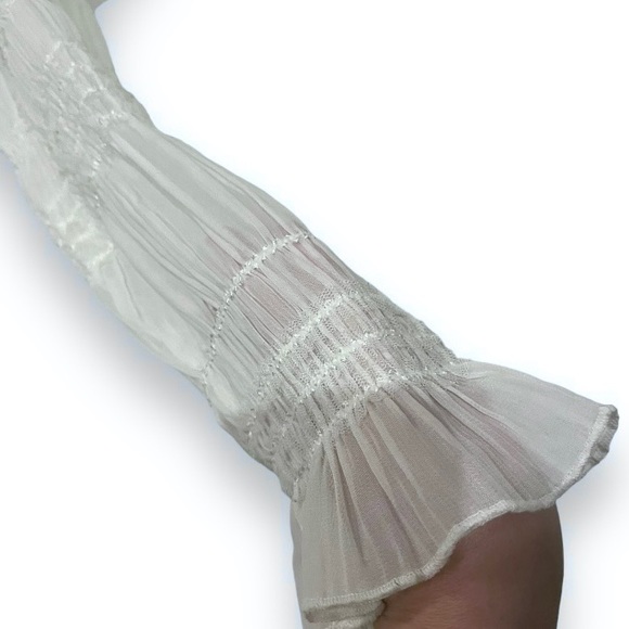 Keepsake The Label Naive High Neck Blouse in Ivory White Chiffon Sparkle - Picture 10 of 17